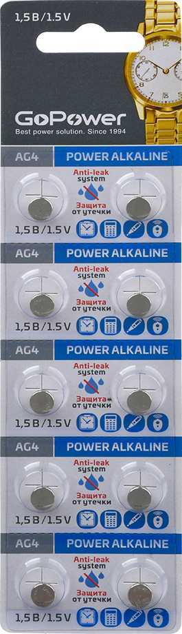 Батарейка GoPower G4/LR626/LR66/377A/177 BL10 Alkaline 1.5V (10/100/3600) Элементы питания (батарейки) фото, изображение
